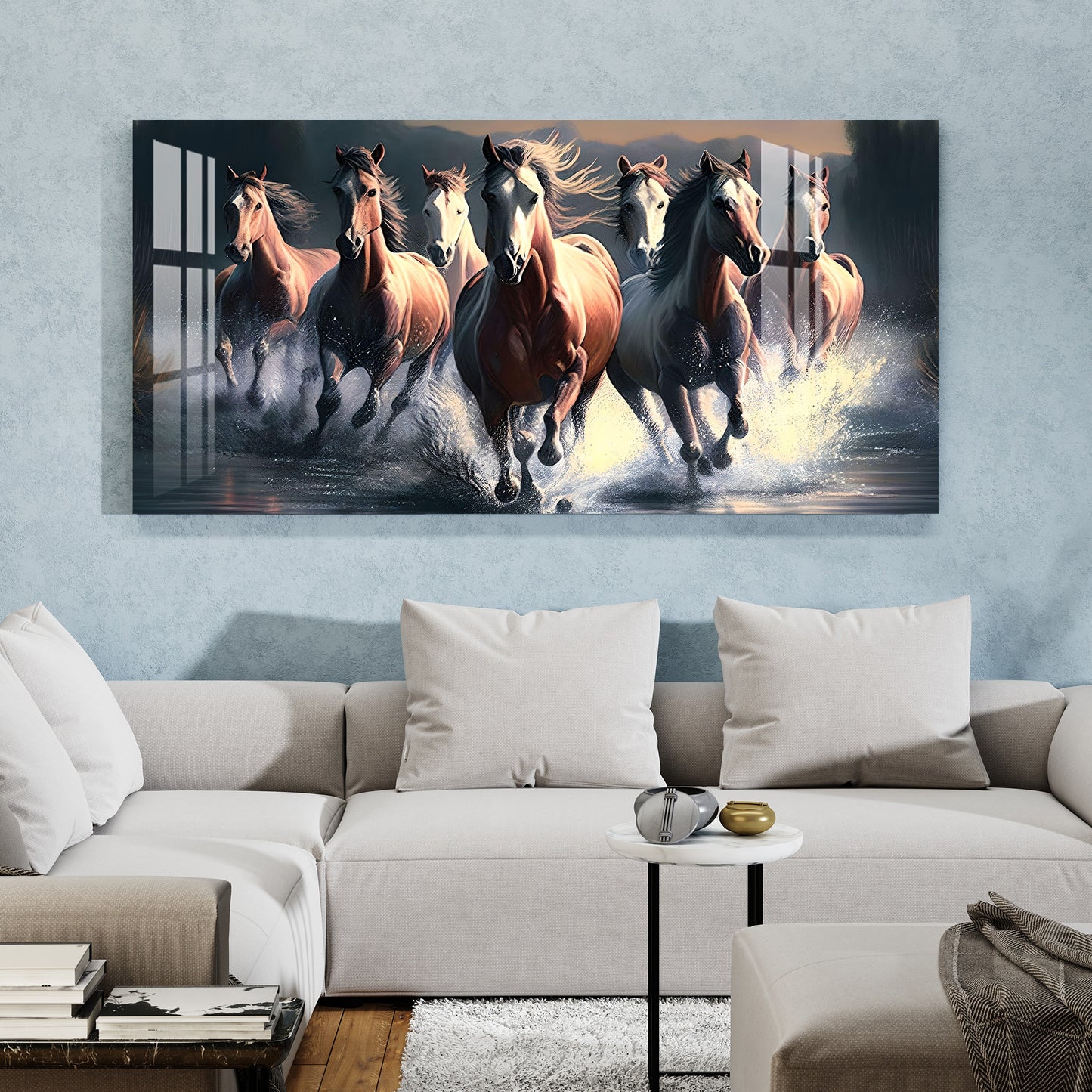 Horses Crossing River Acrylic Wall Art