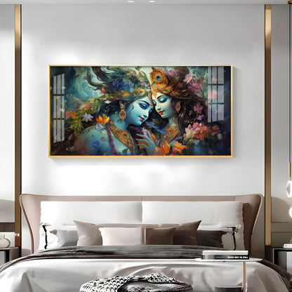 Mystical Love Of Radha Krishna Premium Acrylic Horizontal Wall Art