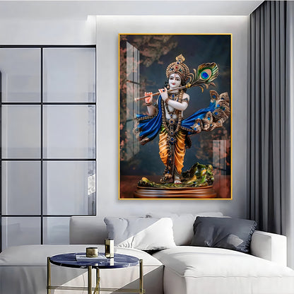 Divine Harmony Of Krishna Premium Vertical Acrylic Wall Art