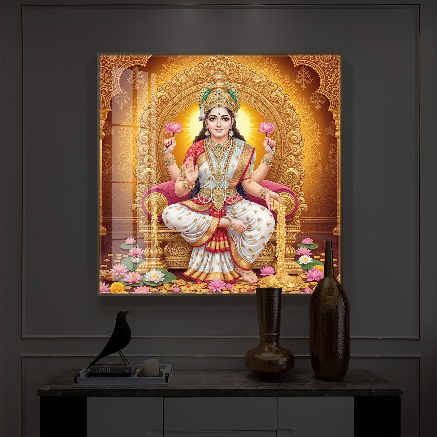 Maa Laxmi Modern Luxury Backlight Square Wall Art