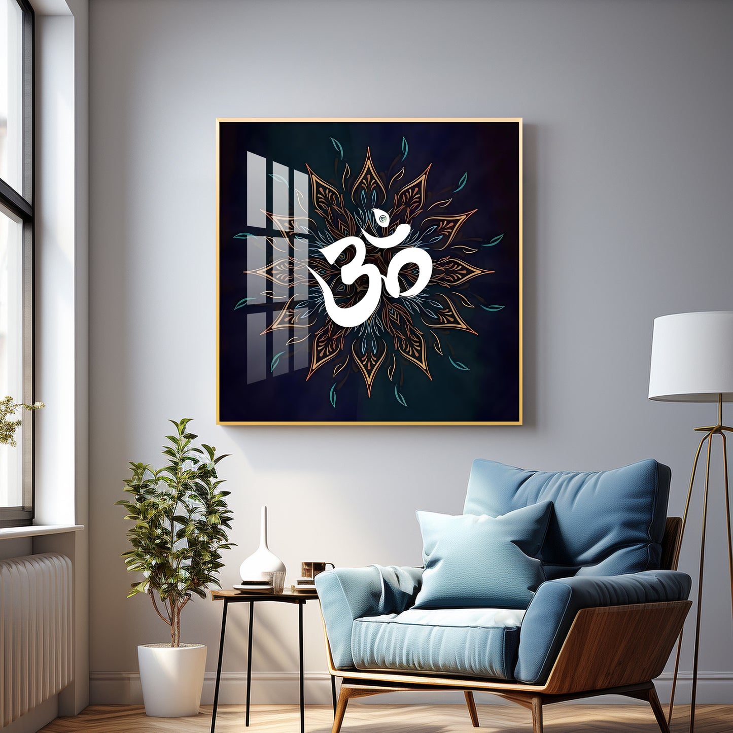 Om Shanti Premium Acrylic Square Wall Art