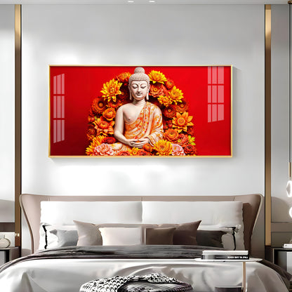 Floral Buddha Premium Acrylic Horizontal Wall Art