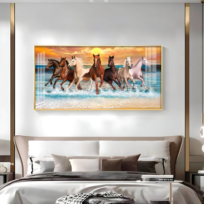 Vastu 7 Running Horses Premium Acrylic Horizontal Wall Art