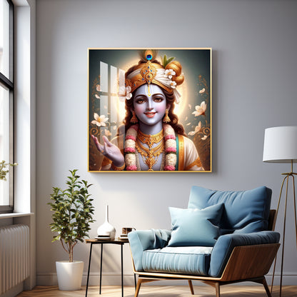 Hare Krishna Premium Acrylic Square Wall Art