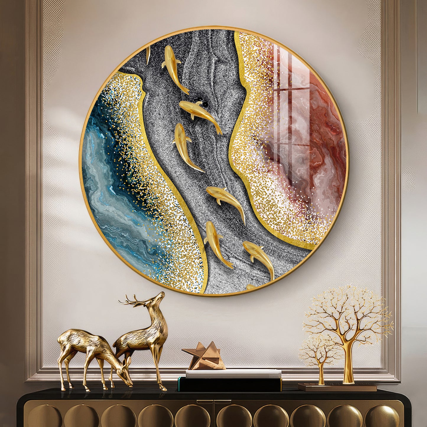 Oceanic Embrace Premium Acrylic Round Wall Art