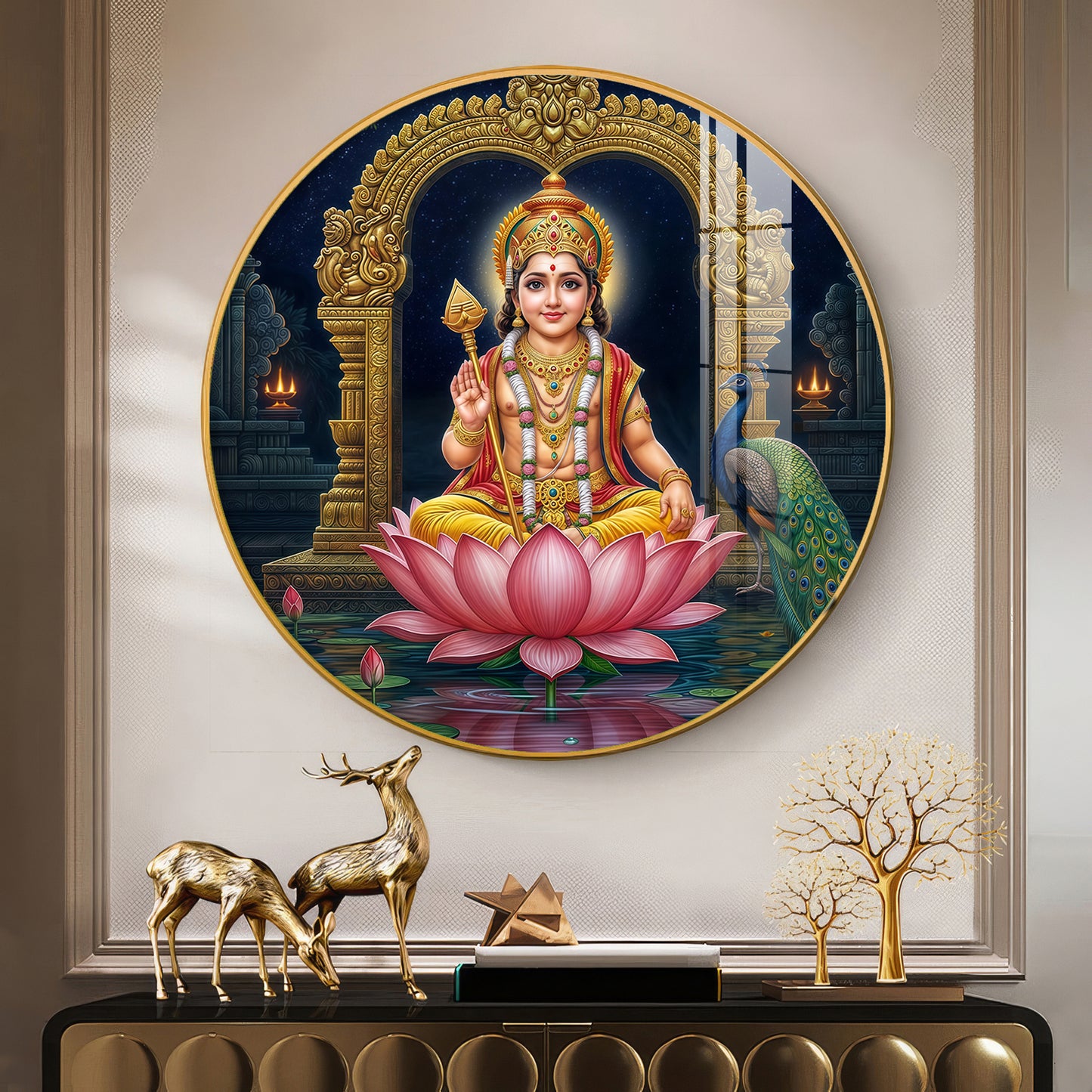 Goddess Laxmi Blessing Premium Acrylic Round Wall Art