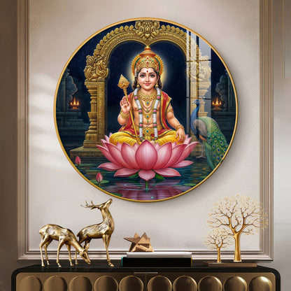 Goddess Laxmi Blessing Premium Acrylic Round Wall Art