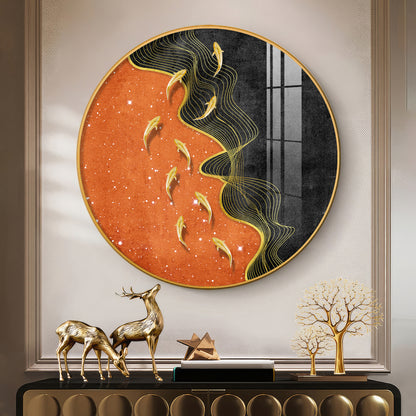 Goldfish Delight Premium Acrylic Round Wall Art
