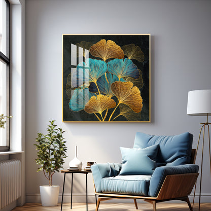 Auspicious Ginkgo Leaf Premium Acrylic Square Wall Art