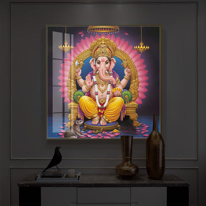Divine Ganesh JI Modern Luxury Backlight Square Wall Art