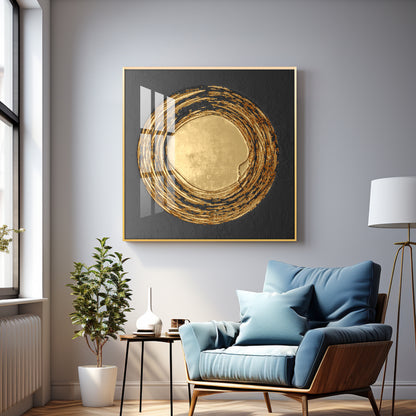 Retro Golden Circle Premium Acrylic Square Wall Art