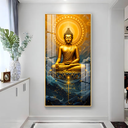 Tranquil Gold Buddha Premium Acrylic Vertical Wall Art