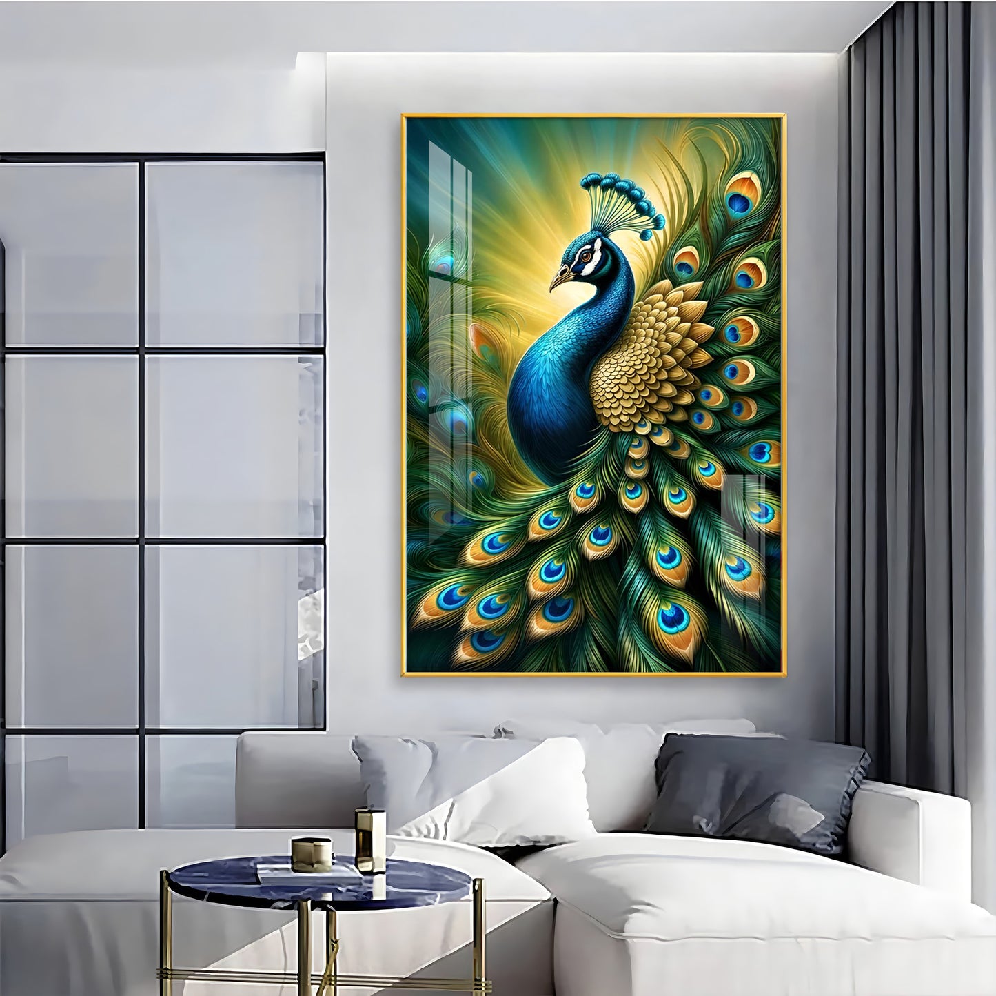 Heavenly Peacock Premium Acrylic Vertical Wall Art