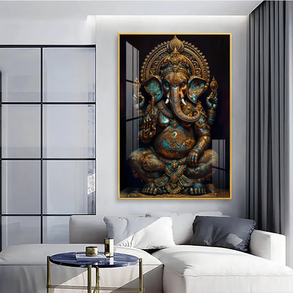 Lord Ganesha Premium Acrylic Vertical Wall Art