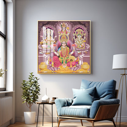Celestial Harmony Of Deities Premium Acrylic Square Wall Art