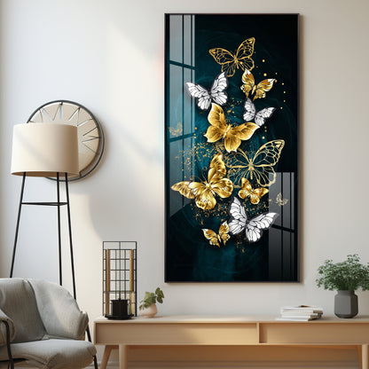 Golden & Silver Butterflies Luxury Crystal Wall Art