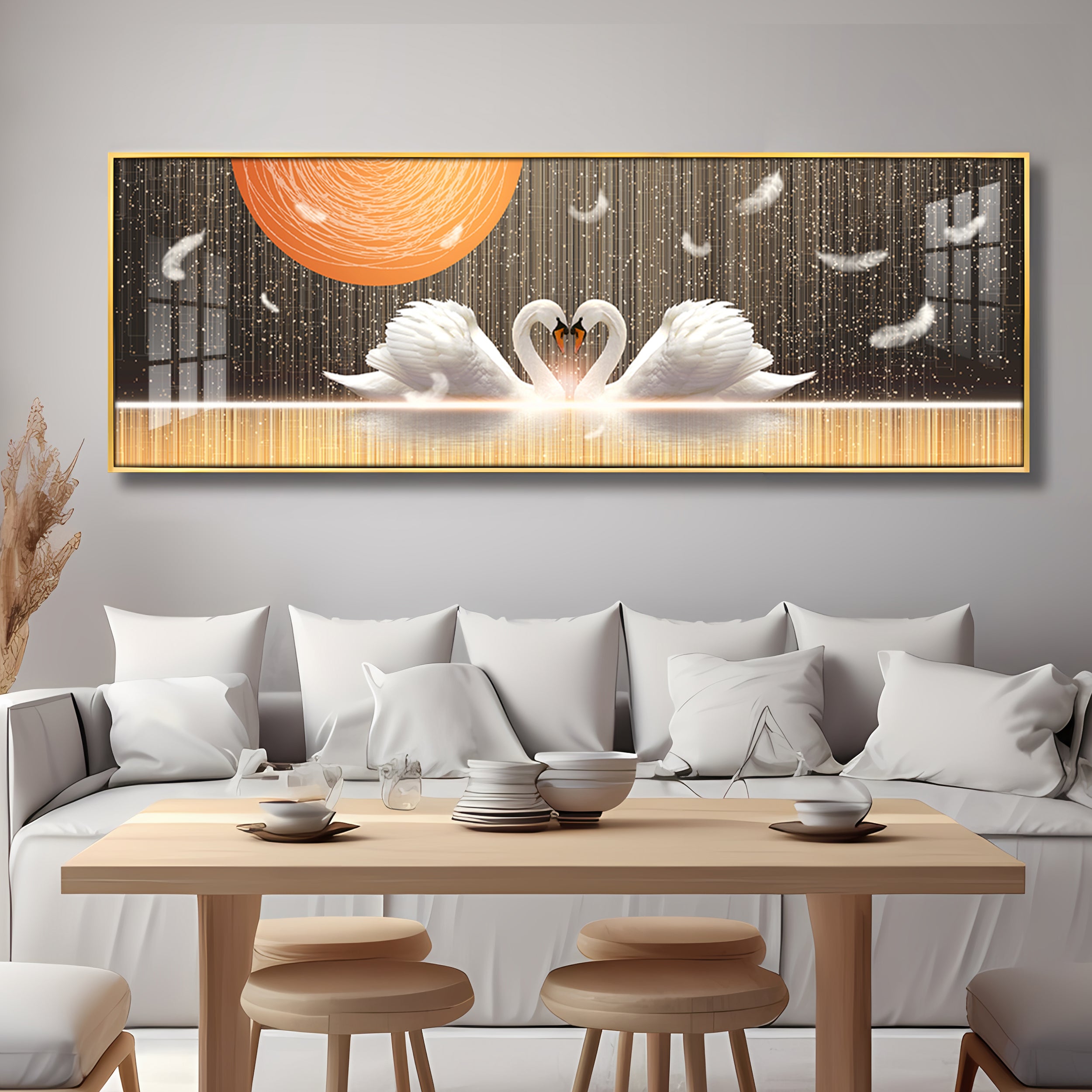 Swans In Sunlight Premium Acrylic Horizontal Wall Art