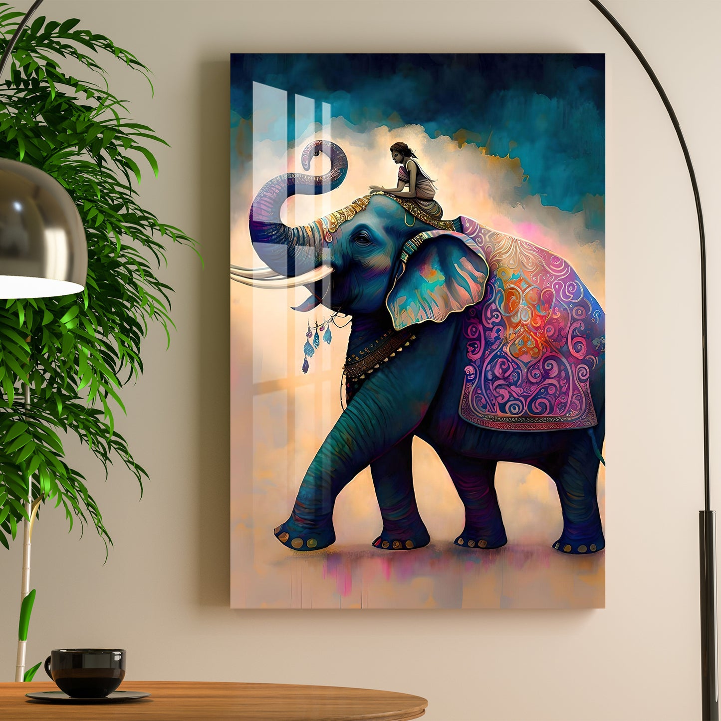 Decorated Asian Elephant Acrylic Wall Art