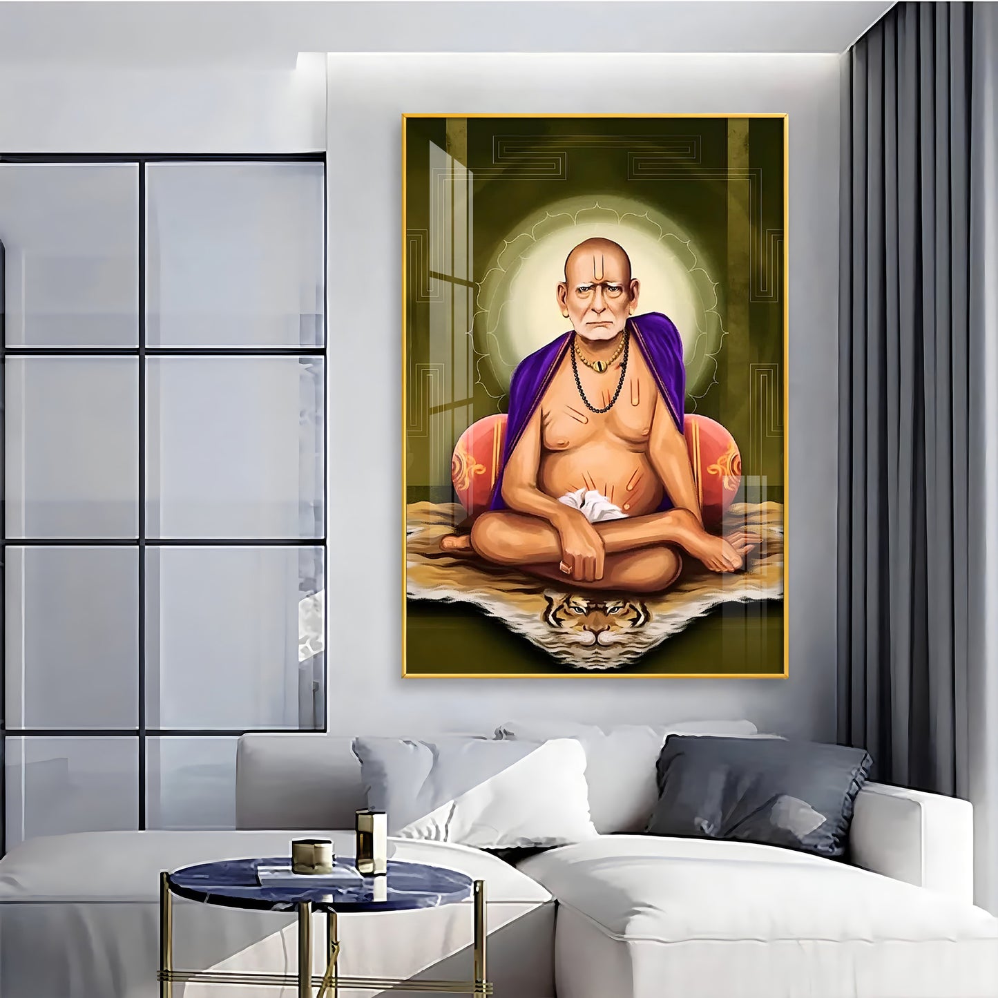 Contemplative Shri Swami Samartha Premium Vertical Acrylic Wall Art