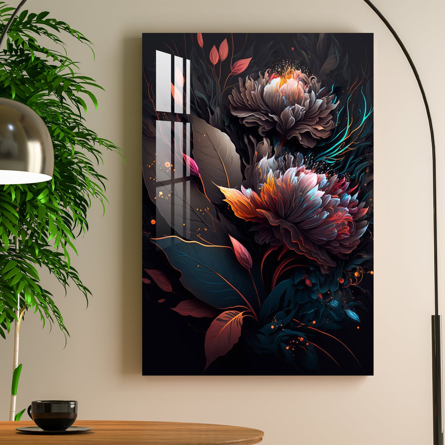 Neon Flowers Acrylic Wall Art