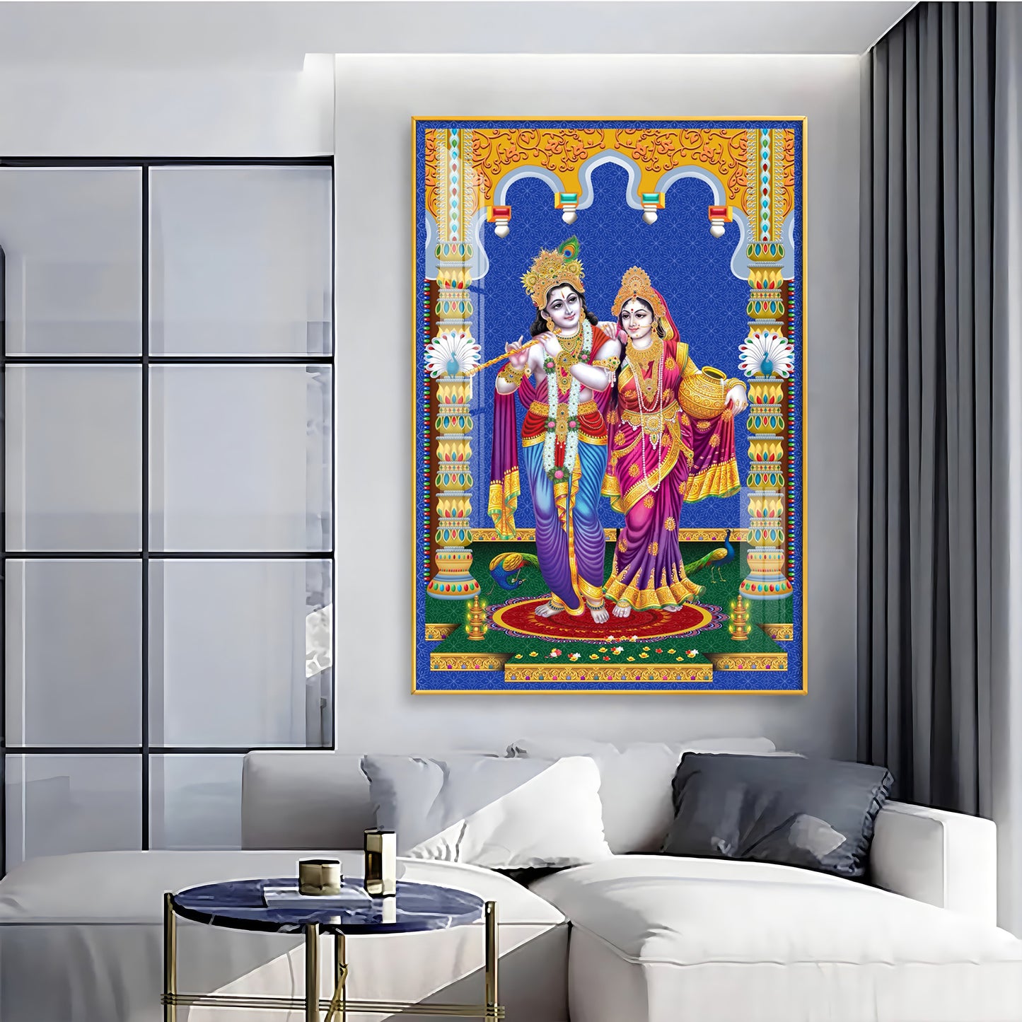 Radha and Krishna Essence Premium Acrylic Vertical Wall Art