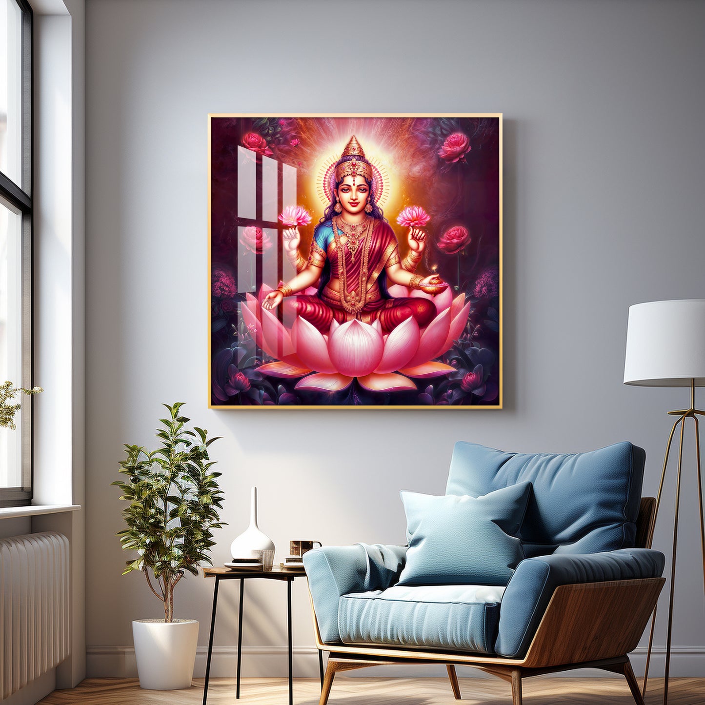 Maa Laxmi Premium Acrylic Square Wall Art