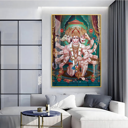 Celestial Guardian Lord Hanuman Premium Vertical Acrylic Wall Art