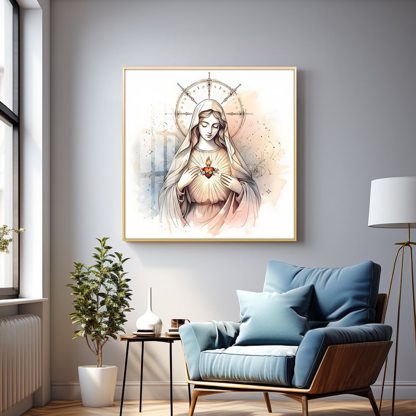 Sacred Heart of Mary Premium Acrylic Square Wall Art