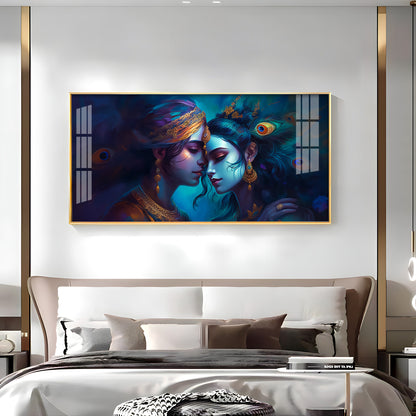 Quardro Radha Krishna Premium Acrylic Horizontal Wall Art