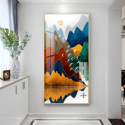 Colorful Mountains Premium Acrylic vertical Wall Art