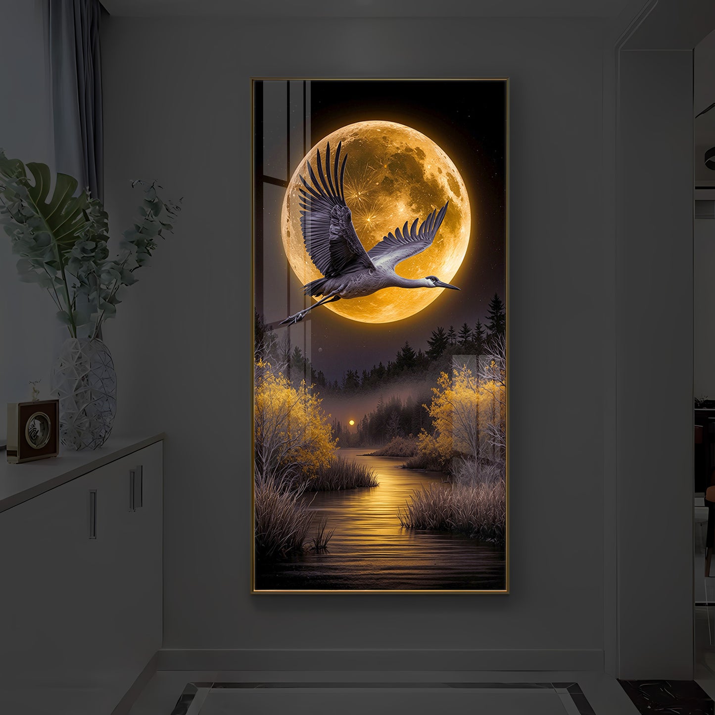 Regalia Bird Modern Luxury Backlight Vertical Wall Art