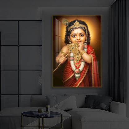 Little Murugan Ji Modern Luxury Backlight Vertical Wall Art