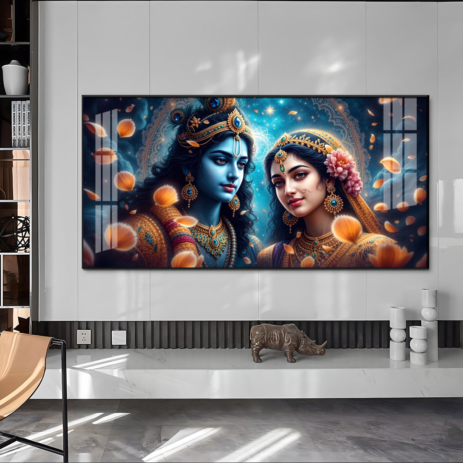 Beautiful Radha With Krishna Premium Acrylic Horizontal Wall Art