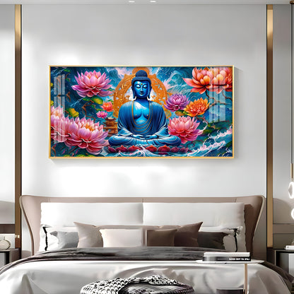 Buddha With Flower Premium Acrylic Horizontal Wall Art