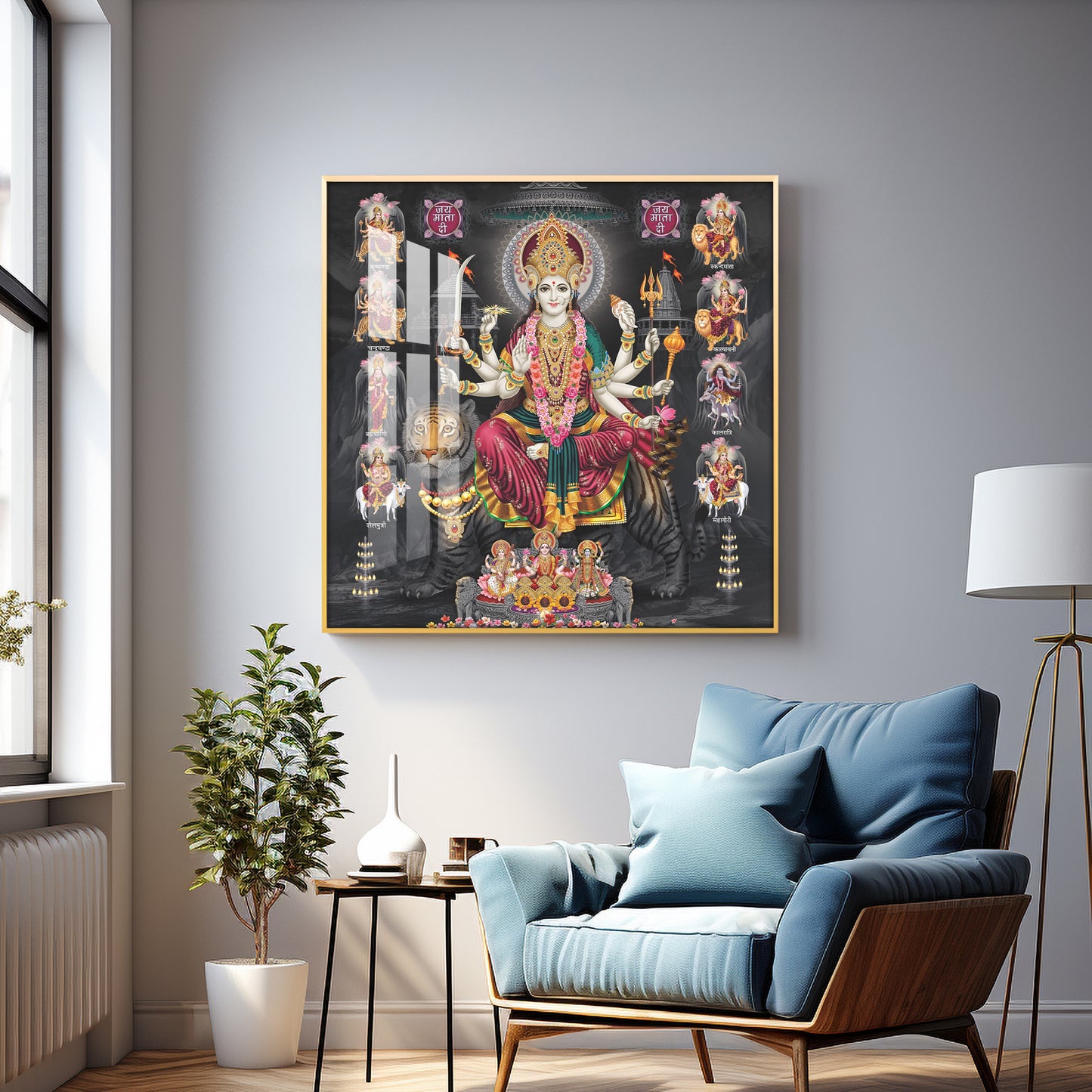Goddess Durga Avatar Premium Acrylic Square Wall Art