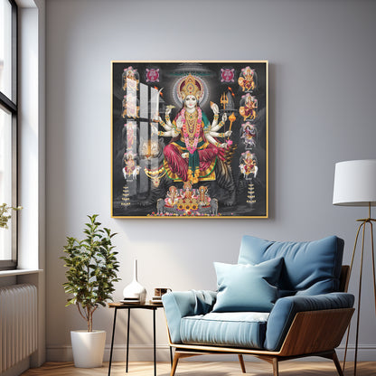 Goddess Durga Avatar Premium Acrylic Square Wall Art