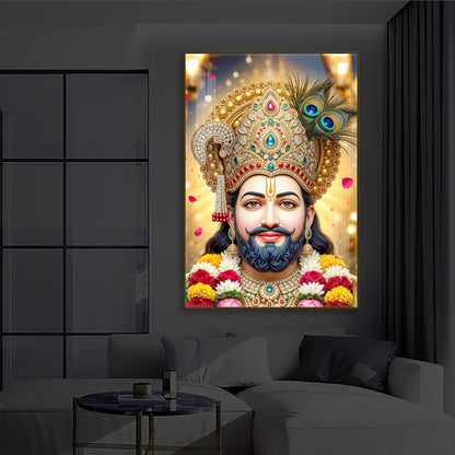 Jai Shri Shyam Modern Luxury Backlight Vertical Wall Art