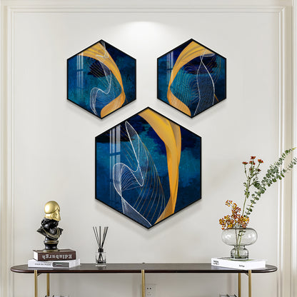 Asatic Wave Premium Acrylic Hexagon Wall Art (Set of 3)
