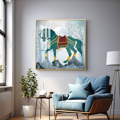 European Abstract Three-Dimensional Horse Premium Acrylic Square Wall Art