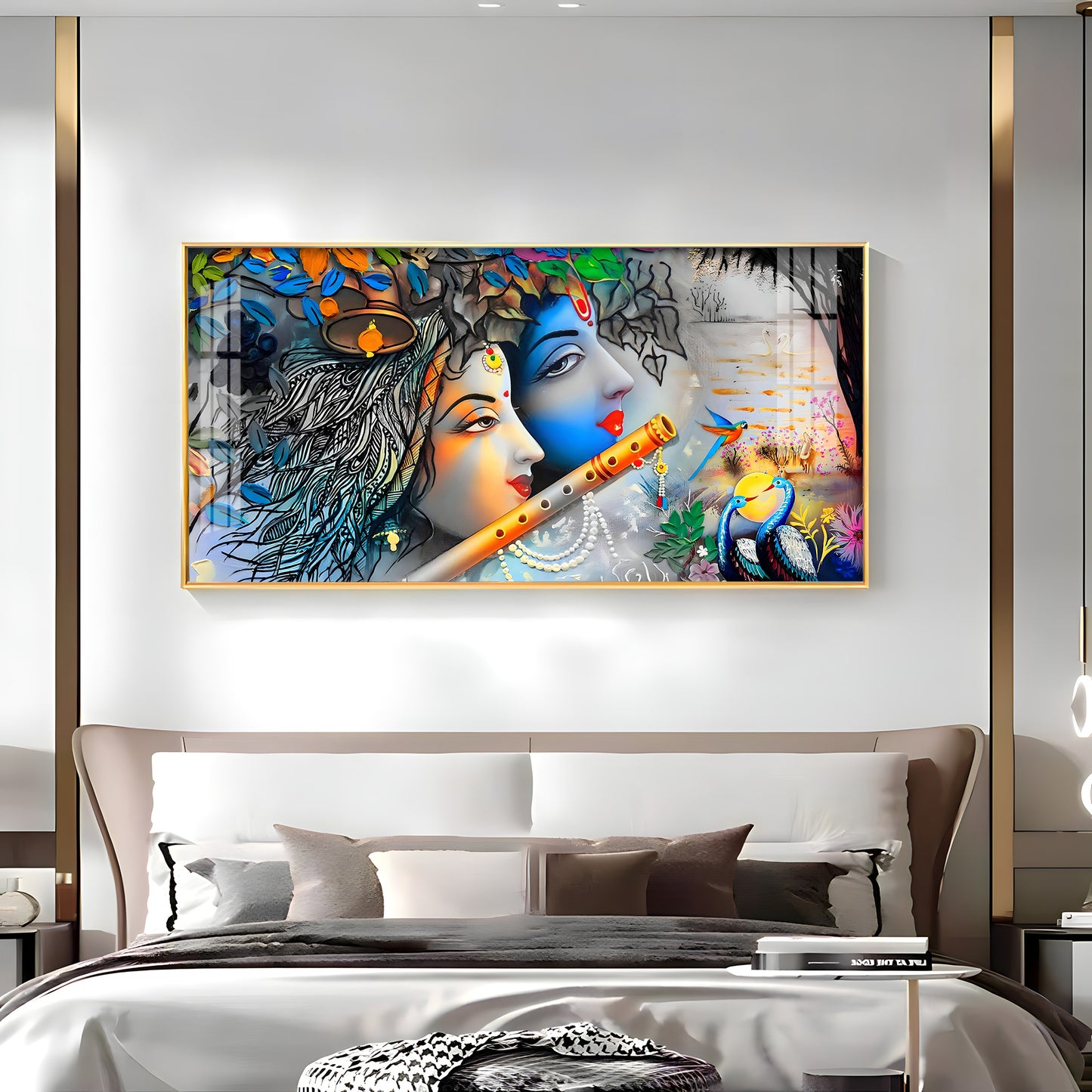 Radha Krishna Unforgetable Love Pemium Acrylic Horizontal Wall Art