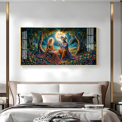 Krishna Radha Colorful Painting Premium Acrylic Horizontal Wall Art