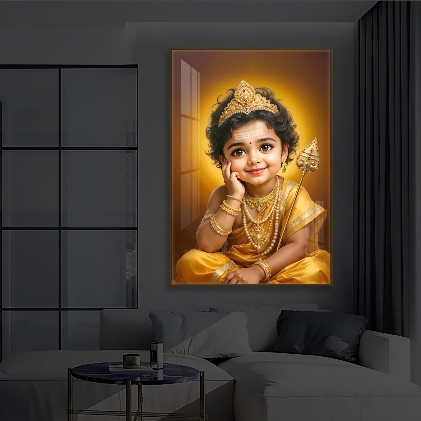 Baby Murugan Modern Luxury Backlight Vertical Wall Art