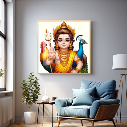 Lord Murugan Premium Acrylic Square Wall Art