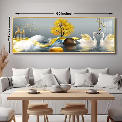 Loving Deers and Swans Premium Acrylic Horizontal Wall Art