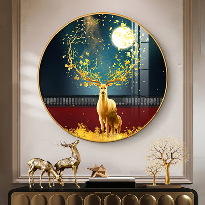Celestial Deer Premium Acrylic Round Wall Art