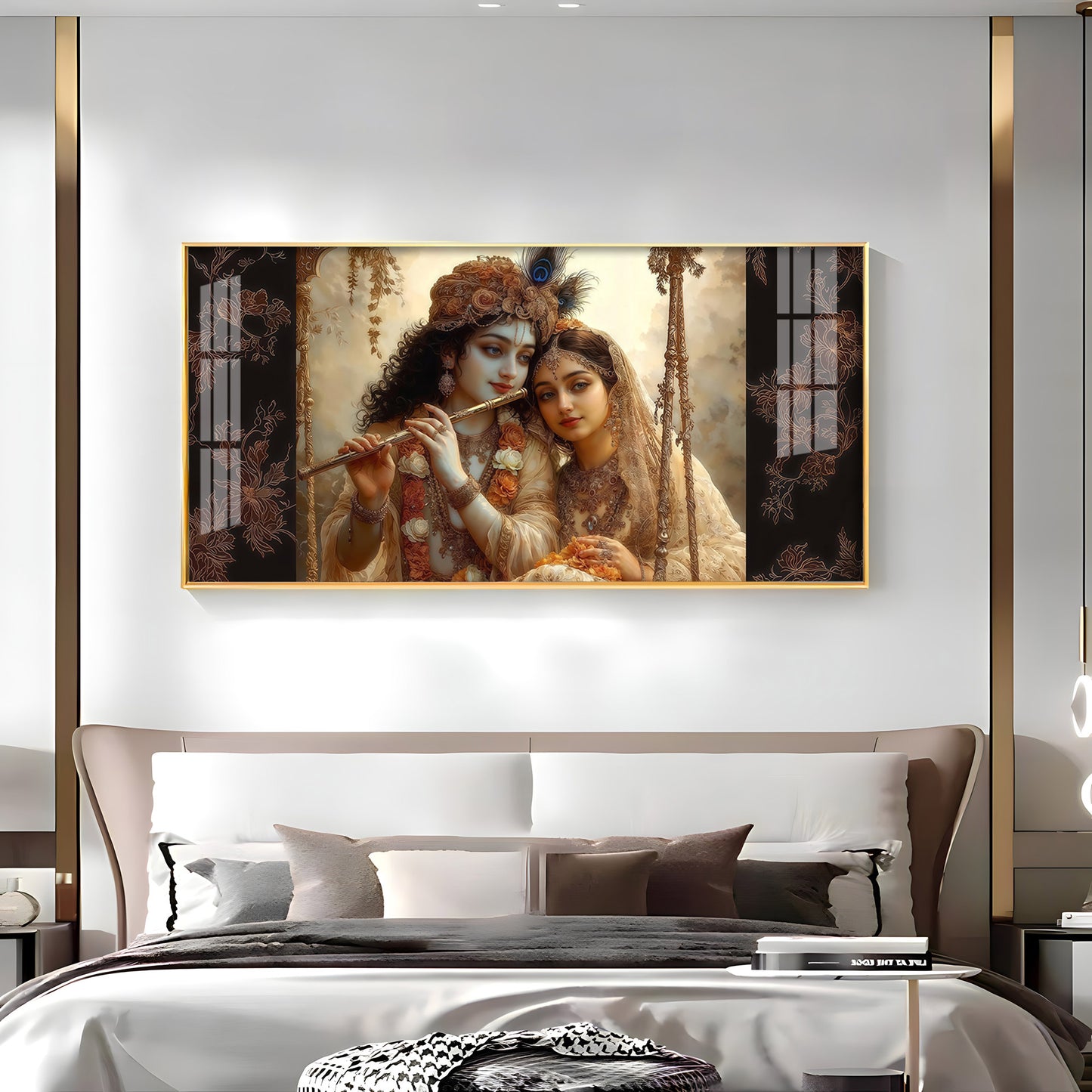 Loving Radha Krishna Premium Acrylic Horizontal Wall Art