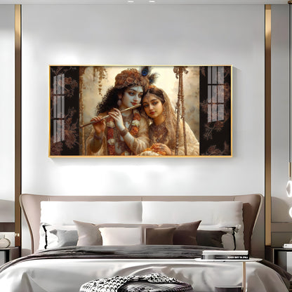Loving Radha Krishna Premium Acrylic Horizontal Wall Art