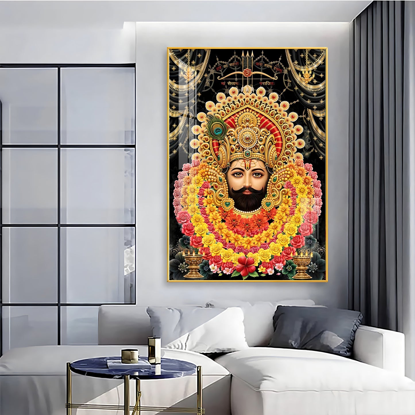 Majestic Shyam Baba Premium Acrylic Vertical Wall Art