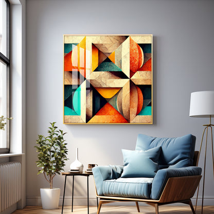 Seamless Pattern Shapes Premium Acrylic Square Wall Art