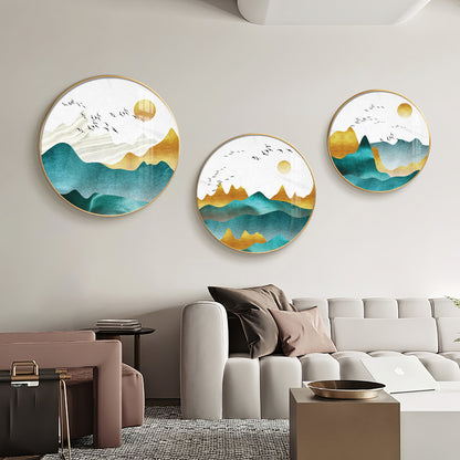 Mountain Scenery Premium Acrylic Round Wall Art (Set of 3)